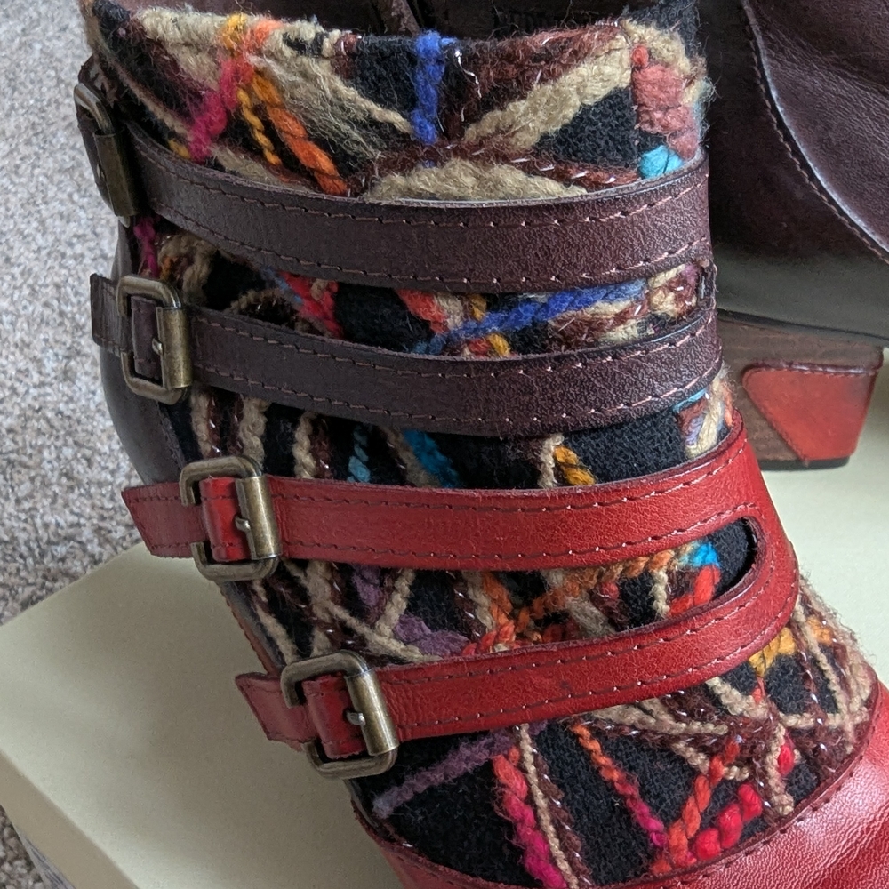 Spring Step Red Multicolor Ankle Boots - Picture 3 of 10